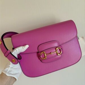 GUCCI Horsebit 1955 Medium Shoulder Bag Libre Pink